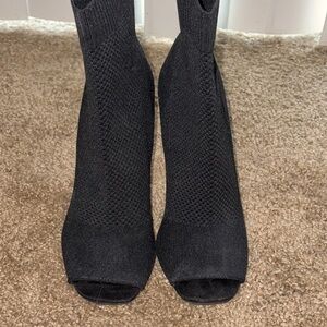 MIA Black Knit Peep-Toe Sock Booties
